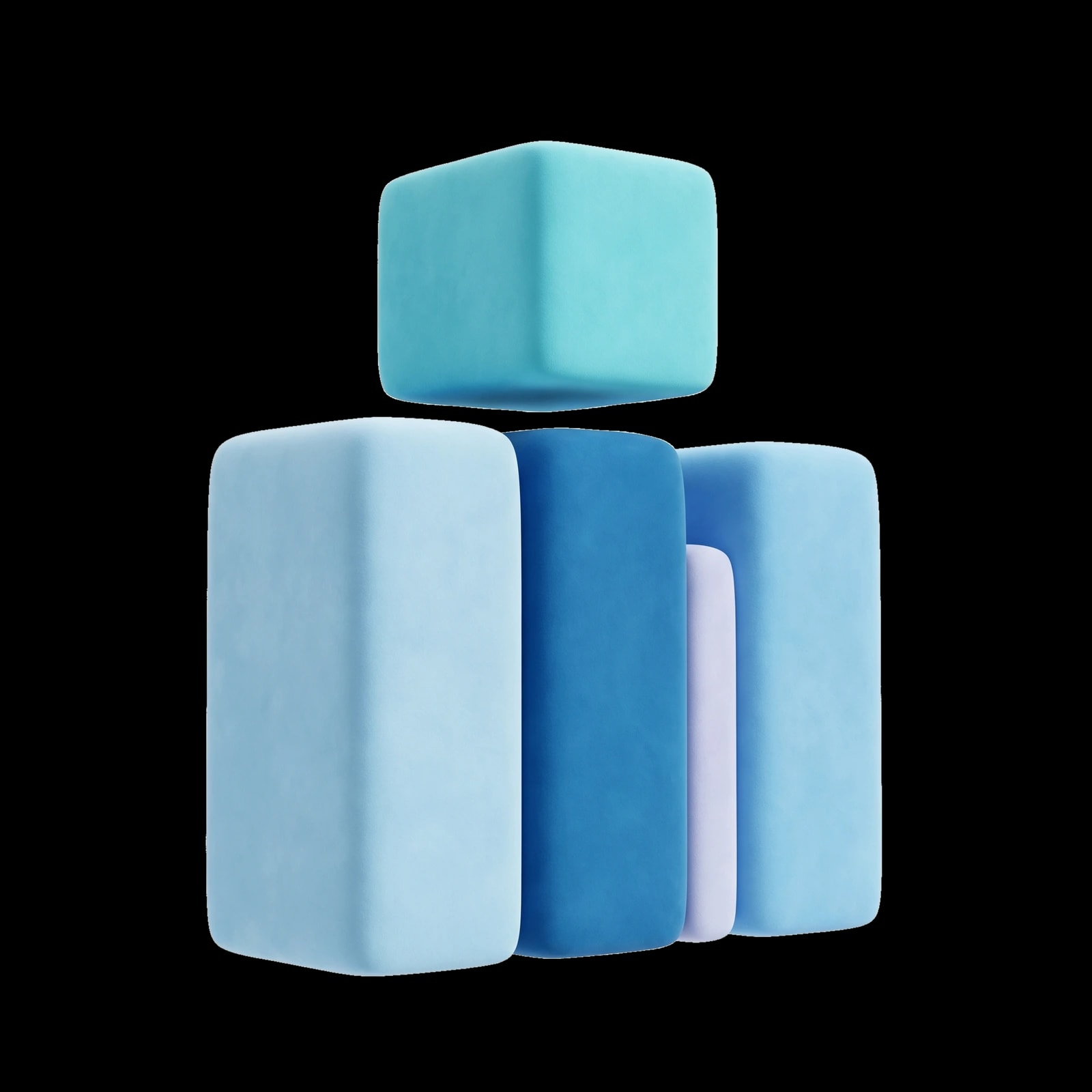 Abstract three-dimensional shape that opens upwards